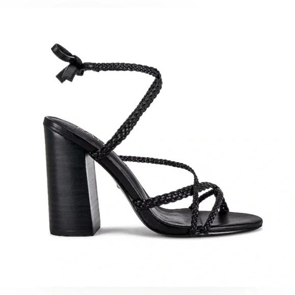 RAYE Melissa Braided Leather Heels Black Size 9 - Picture 1 of 7